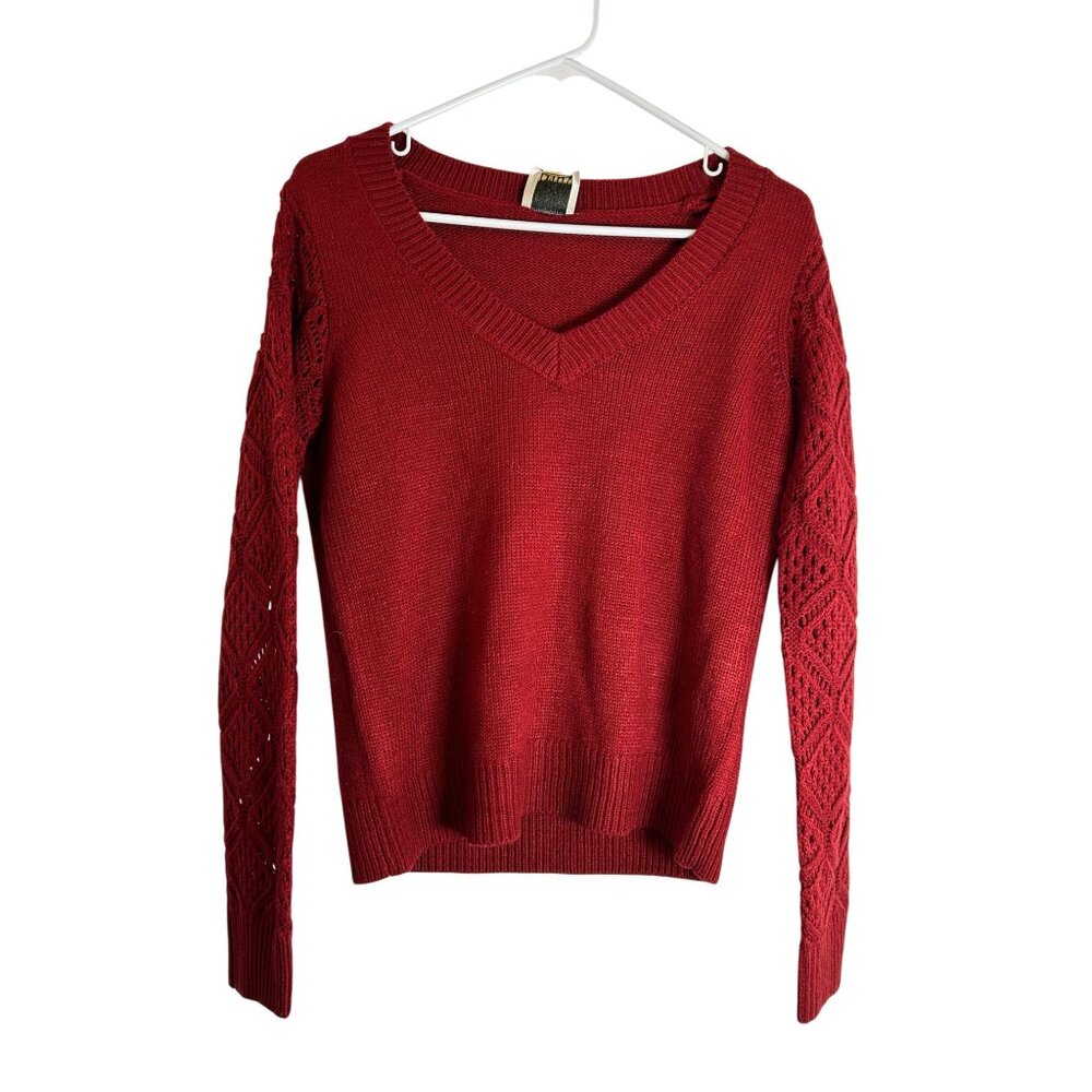 NWT Industry Republic Clothing Women's Knit Sweater Bourbon Red V-Neckline sz XS